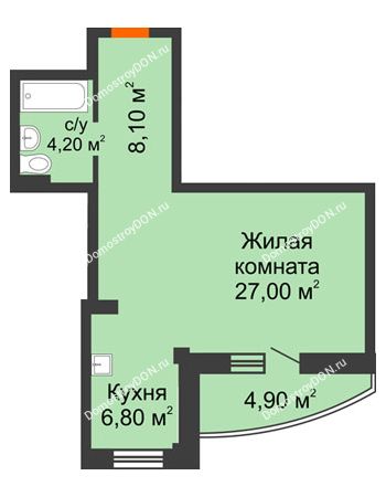 1 комнатная квартира 48,6 м² - ЖК Южная Башня