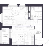 1 комнатная квартира 42 м² в ЖК Veren Next Шуваловский, дом 9 - планировка