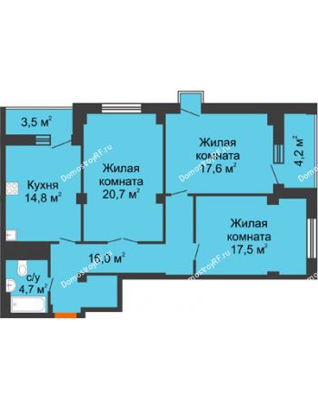 3 комнатная квартира 95,3 м² - ЖК Вершина