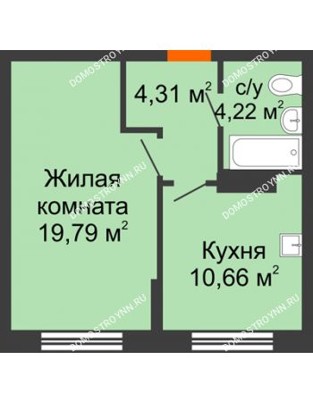 1 комнатная квартира 36,18 м² - ЖД по ул. Сухопутная
