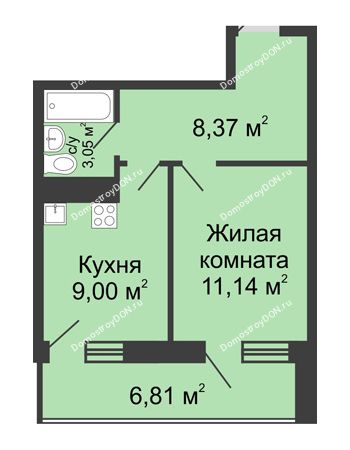 1 комнатная квартира 33,6 м² в ЖК Сельмаш, дом Литер 2