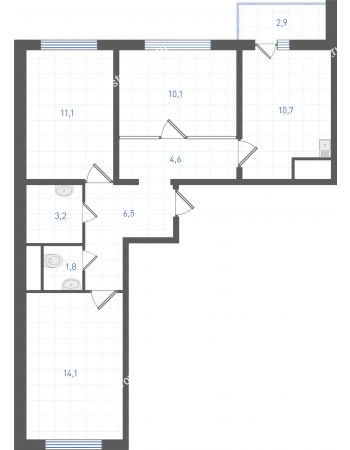3 комнатная квартира 63,5 м² в ЖК Левенцовка парк, дом Корпус 8-12.1