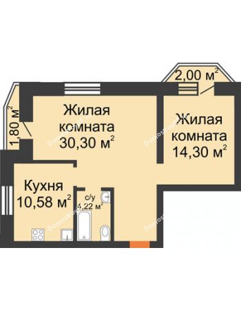 2 комнатная квартира 63,2 м² - ЖК На Владимирской