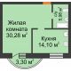 1 комнатная квартира 56,03 м², ЖК На Владимирской - планировка