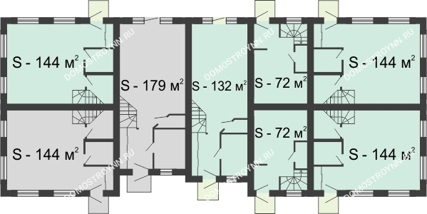 Планировка 1 этажа в доме № 424 (от 72 до 144 м2) в КП Аладдин