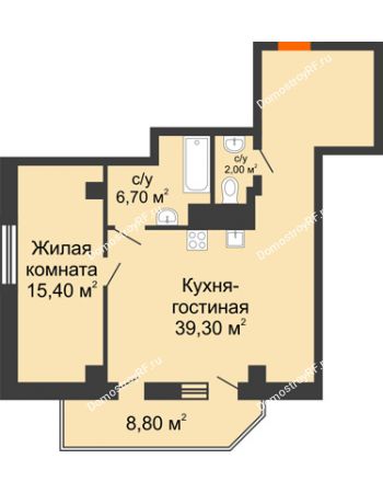 2 комнатная квартира 67,8 м² - ЖК Sacco & Vanzetty, 82 (Сакко и Ванцетти, 82)