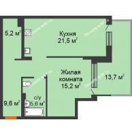 1 комнатная квартира 70,7 м² в ЖК Октябрьский, дом ГП-4 - планировка