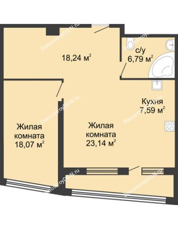 2 комнатная квартира 81,8 м² - ЖК Адмирал