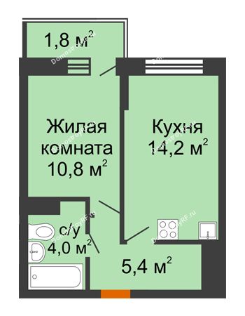 1 комнатная квартира 36,2 м² в Фруктовый квартал Абрикосово, дом Литер 3