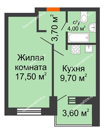 1 комнатная квартира 38,5 м² - ЖК Zапад (Запад)