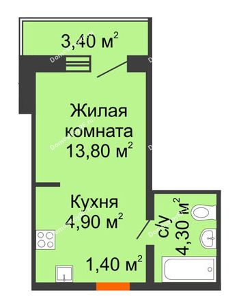 Студия 24,4 м² в ЖК Куйбышев, дом № 15