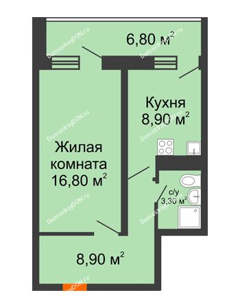 1 комнатная квартира 41,3 м² в ЖК Звезда Столицы, дом Литер 5