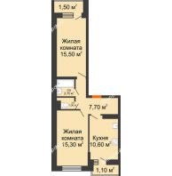 2 комнатная квартира 55,7 м² в ЖК SkyPark (Скайпарк), дом Литер 1, корпус 1, 2 этап - планировка
