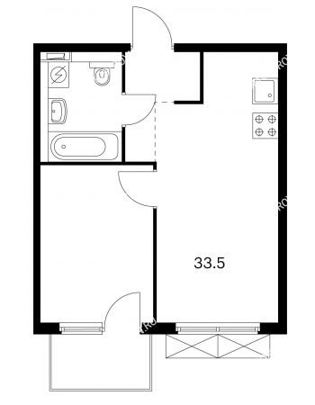 1 комнатная квартира 33,5 м² в ЖК Савин парк, дом корпус 3