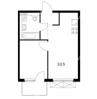 1 комнатная квартира 33,5 м² в ЖК Савин парк, дом корпус 3 - планировка