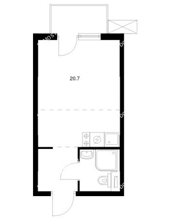 Студия 20,7 м² в ЖК Савин парк, дом корпус 8