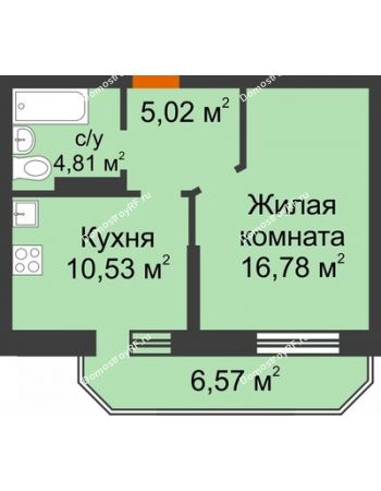 1 комнатная квартира 39,11 м² в ЖК Светлоград, дом Литер 15