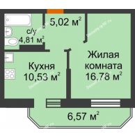 1 комнатная квартира 39,11 м² в ЖК Светлоград, дом Литер 15 - планировка