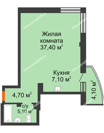 1 комнатная квартира 55,5 м² - ЖК Южная Башня