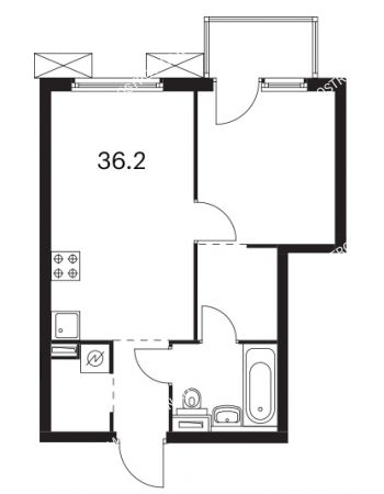 1 комнатная квартира 36,2 м² в ЖК Савин парк, дом корпус 5