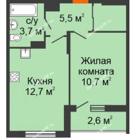 1 комнатная квартира 35,15 м² в Макрорайон Амград, дом № 4 - планировка
