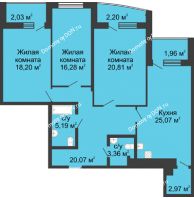 3 комнатная квартира 123,2 м² в ЖК Тихий Дон, дом № 3 - планировка