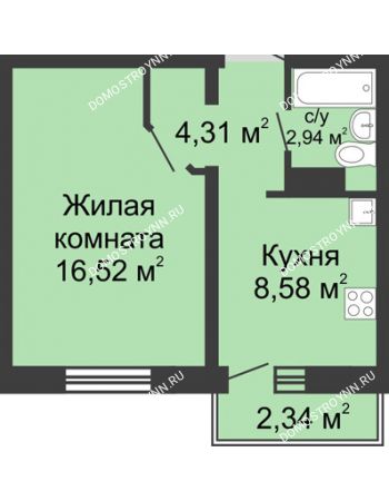 1 комнатная квартира 33,05 м² в ЖК Мончегория, дом № 3